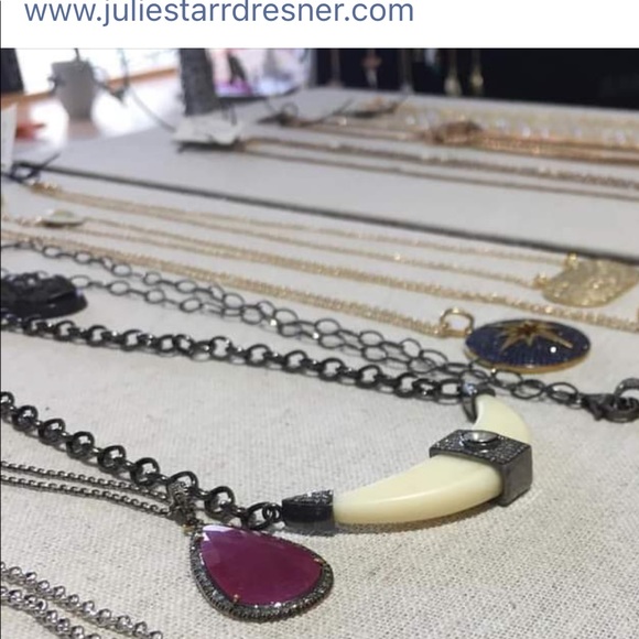 Julie Starr Dresner Pink Saphire and Black Diamond Pendant - Picture 2 of 14
